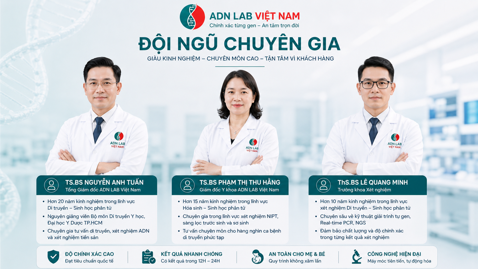 Đội ngũ chuyên gia ADN LAB Việt Nam