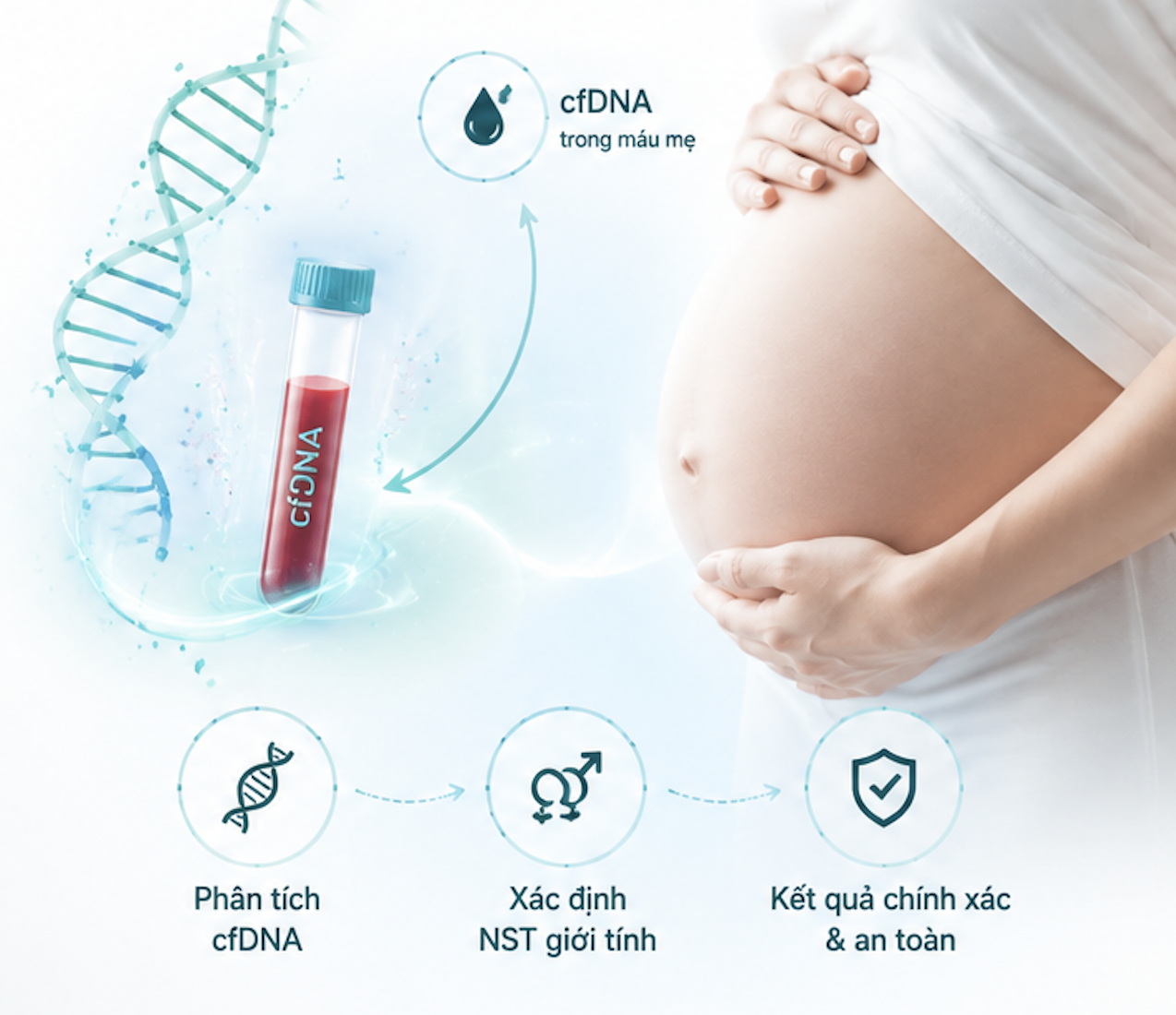Minh họa xét nghiệm cfDNA trong máu mẹ
